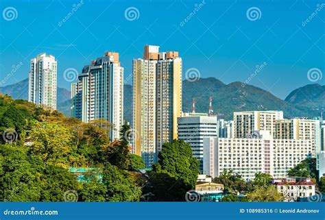 View of the Sha Tin District in Hong Kong, China Stock Photo - Image of ...