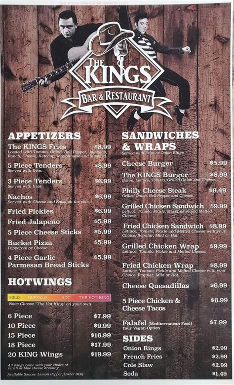 Menu at The Kings Bar & Restaurant, Ashland City