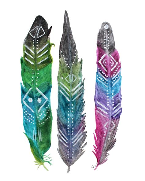 Native American Feather Drawings