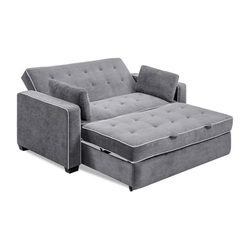 Serta Augustus 66.5 in. Grey Polyester Full Size Sofa Bed SA-AGS-PFS2 ...