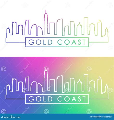 Gold Coast Skyline And Landmarks Silhouette Vector Illustration | CartoonDealer.com #136887336