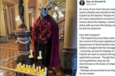 Satanic Holiday Display in Iowa Capitol Sparks Religious Liberty Debate