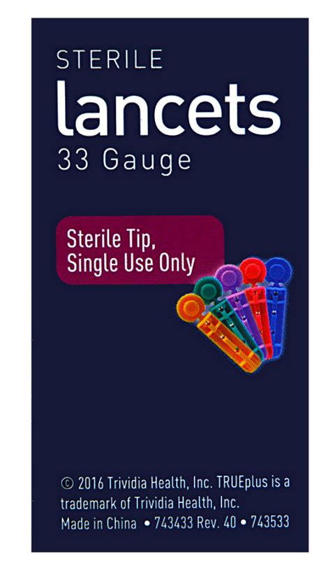 TRUEplus Sterile Lancets 100 Count - 33 Gauge