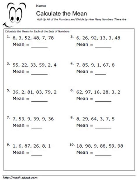 5 Worksheets for Calculating Mean Averages | Mean median and mode, Math worksheets, Mathematics ...