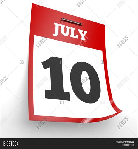 July 10. Calendar On White Image & Photo | Bigstock