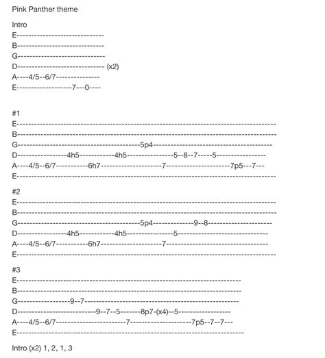 Pink panther theme song | Easy guitar chords, Pink panthers, Guitar tabs