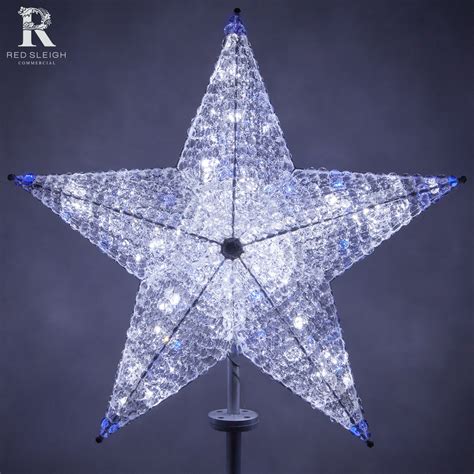 Christmas Decorations - 36" Shimmering Cool White & Blue LED Crystal 5 ...