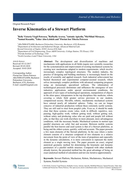 (PDF) Inverse Kinematics of a Stewart Platform