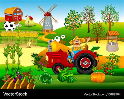 Tractor driver on a farm Royalty Free Vector Image