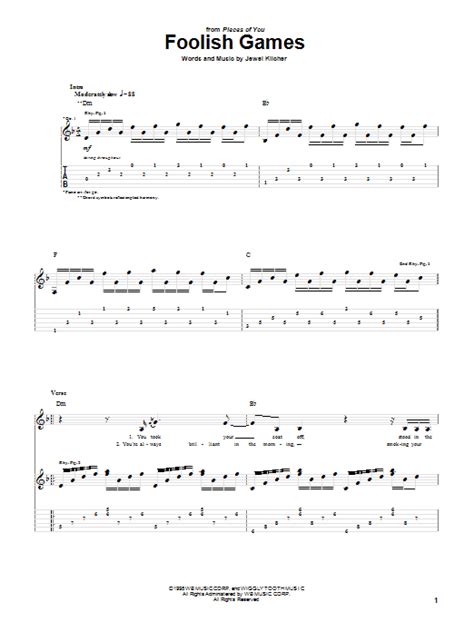 Foolish Games by Jewel - Guitar Tab - Guitar Instructor