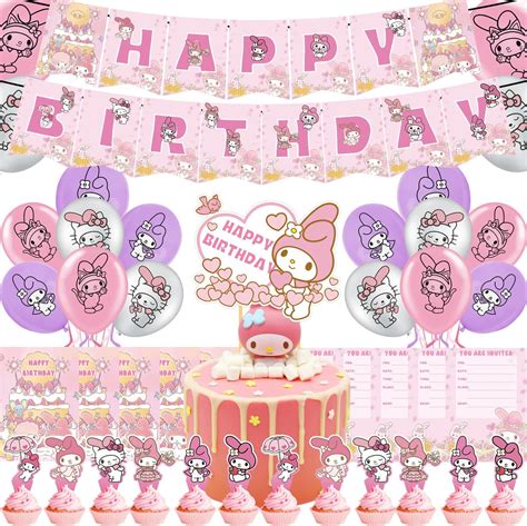 Buy My Melody Birthday Party Decorations, Cartoon Birthday Supplies for ...