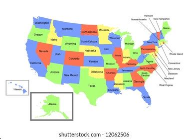 Usa Map States Stock Vector (Royalty Free) 210603862 | Shutterstock