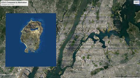 Full playable map of GTA5 compared to Manhattan : r/GrandTheftAutoV