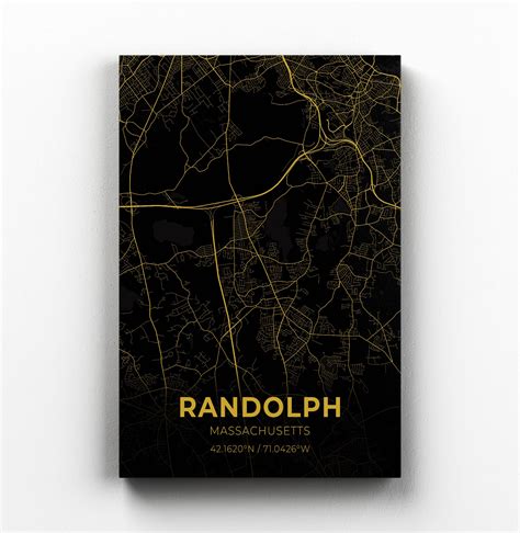 Randolph Massachusetts City Map Canvas Art / City Map Art / | Etsy