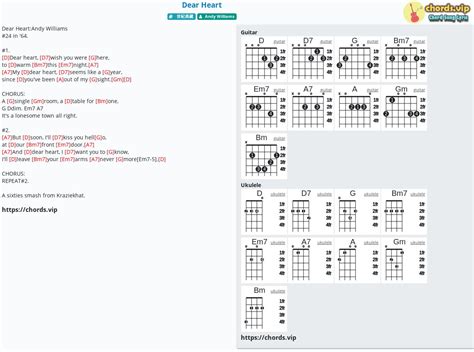 Chord: Dear Heart - Andy Williams - tab, song lyric, sheet, guitar, ukulele | chords.vip