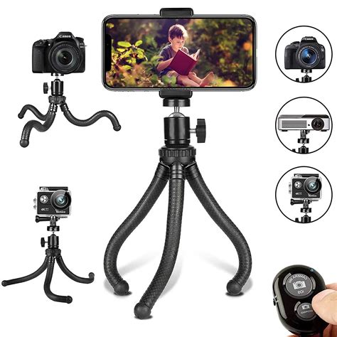 Phone Tripod, Flexible Cell Phone Tripod Adjustable Camera Stand Holder With Wireless Remote ...