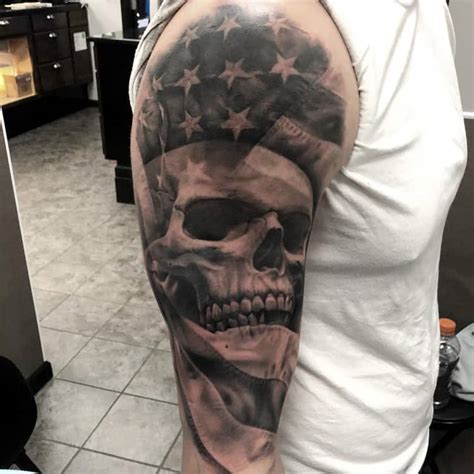 Skull And Flag Tattoo by @middleton_tattoo_art - Tattoogrid.net