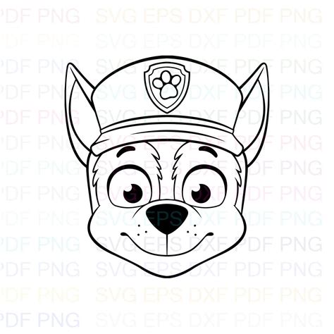 Chase Face Paw Patrol Svg Dxf Eps Pdf Png Cricut Cutting | Etsy Ireland