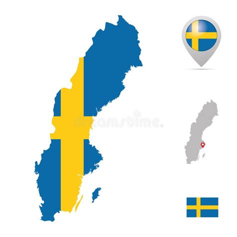 Sweden Map in National Colors, Flag and Marker Stock Vector ...