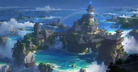 ArtStation - Chinese style - wonderland, lok du | Fantasy city, Fantasy ...