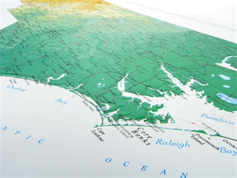 North Carolina 3D Raised Relief Map