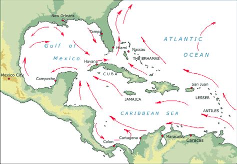 Map of Caribbean Sea Currents | Pirates & Zombies