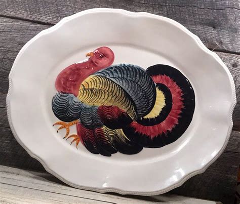 GORGEOUS LARGE Vintage Turkey Platter made in Italy | Etsy | Turkey ...