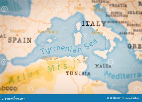 The Realistic Map Of Tyrrhenian Sea. Stock Image | CartoonDealer.com ...