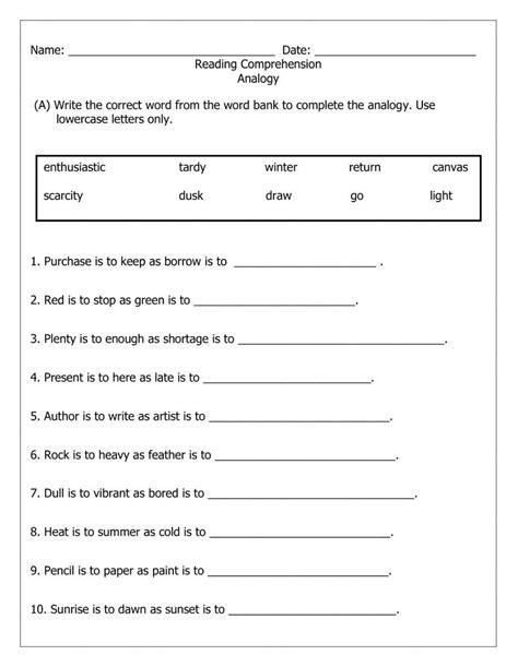 Free 6th grade analogies worksheet, Download Free 6th grade analogies ...