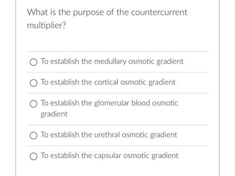 Solved What is the purpose of the countercurrent multiplier? | Chegg.com