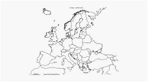 Outline Map Of Europe Pdf Printable - Black And White Blank Map Of Europe PNG Image ...