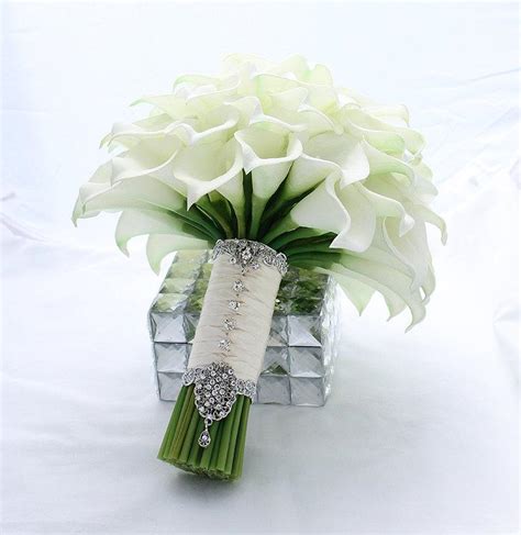 Bridal Bouquet Real Touch Creamy White Mini Calla Lily Wedding Bouquet ...