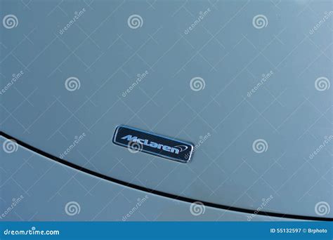 McLaren emblem on display editorial photography. Image of fast - 55132597