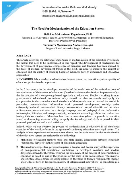 The Need For Modernization of The Education System | PDF | Competence ...