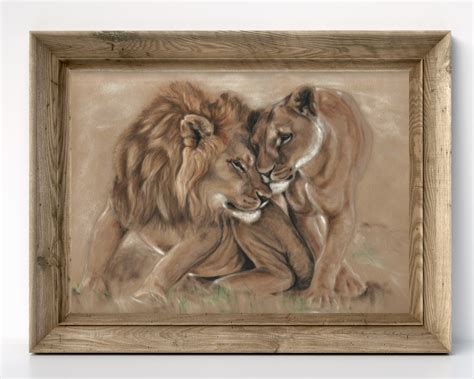 Lion and Lioness Print Animal Lovers Gift of Original Lion - Etsy