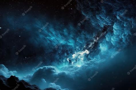 Premium AI Image | Blue night sky with clouds and stars