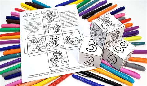 Free printable monkey workout game - colouring craft | Art With Crystal