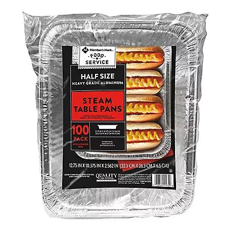 Member's Mark Aluminum Steam Table Pans, Half Size (100 ct.) - Sam's Club