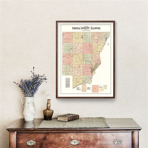 Vintage Map of Peoria County, Illinois 1904 by Ted's Vintage Art