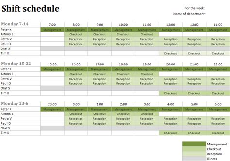 Duty roster as Excel template | Excel templates, Schedule template, Excel