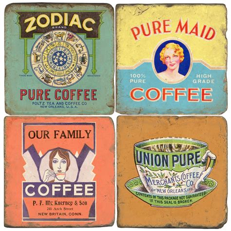 TiddleEWinks.com: Coffee Labels Marble Drink Coasters