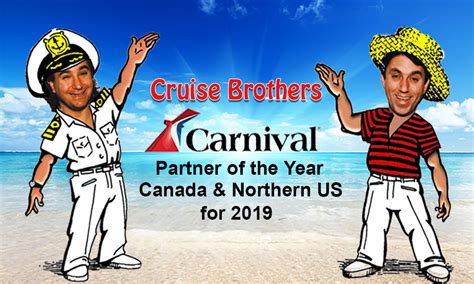 Carnival Cruises Honors Cruise Brothers as Partner of the Year for Canada and Northern US for 2019