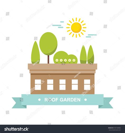 Roof Garden Flat Vector Illustration Concept Stock Vector 559108906 - Shutterstock