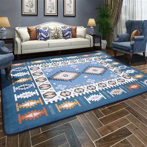 Aliexpress.com : Buy Blue Blended floor mat , Big size geometric pattern carpet , living room ...