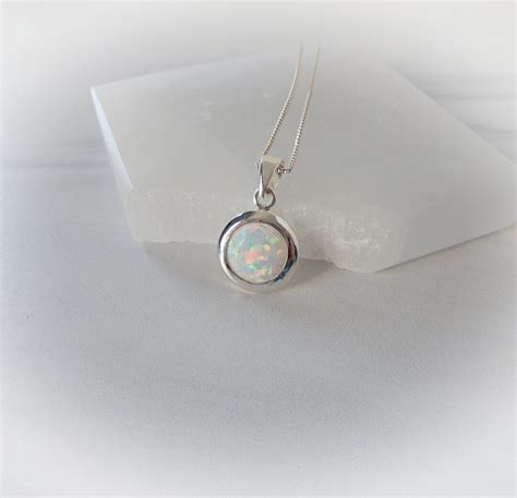 Opal Necklace, White Opal Pendant, White Opal Sterling Necklace ...