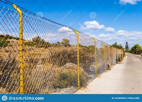 Industrial Wire Fence Panels, Metal Fence Panel Stock Photo - Image of empty, fence: 181069348