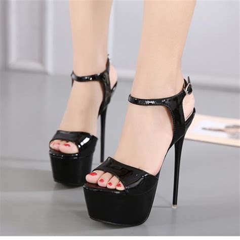 Black Patent Sexy Platforms Super High Stiletto Heels Shoes ...