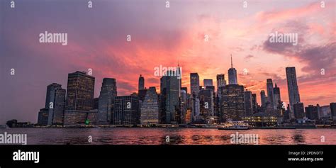 New York City Manhattan skyline at sunset Stock Photo - Alamy