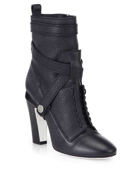 Lyst - Fendi Diana 105Mm Leather Ankle Boots in Black