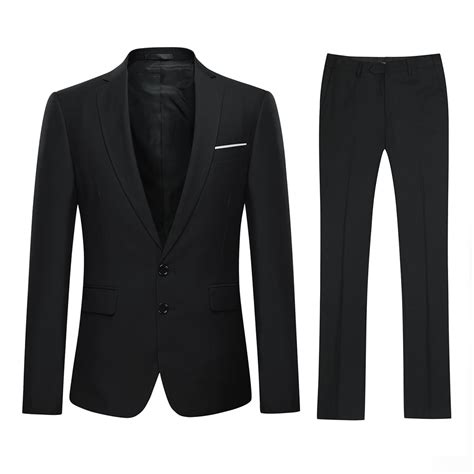 Black 2-Piece Slim Fit Suit with Peaked Lapel - AlltheMen